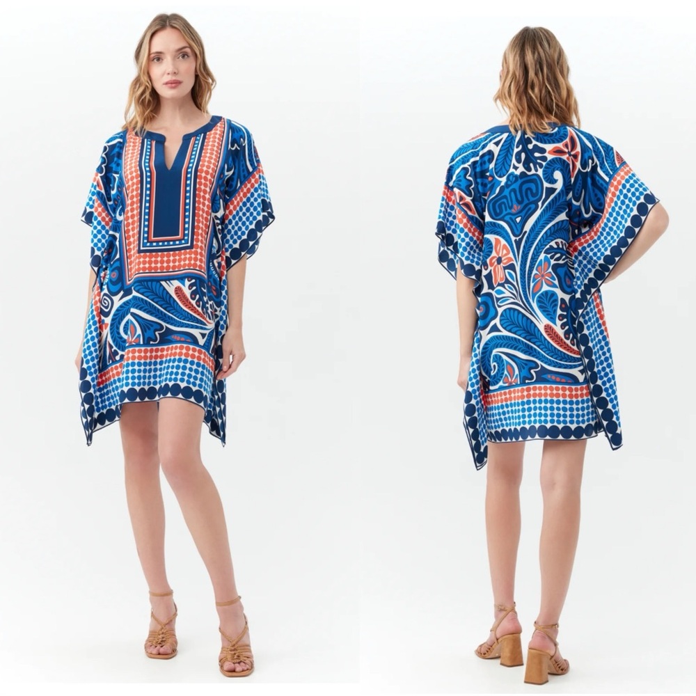NWT TRINA TURK Theodora Caftan Dress - Americana Silk